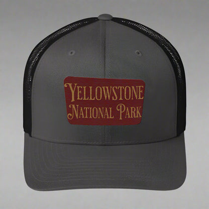 Embroidered Yellowstone National Park Trucker Cap hat Park Service Apparel Charcoal/ Black