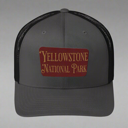 Embroidered Yellowstone National Park Trucker Cap hat Park Service Apparel Charcoal/ Black
