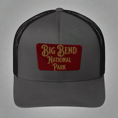 Big Bend Embroidered National Park Sign Trucker Hat hat Park Service Apparel Charcoal/ Black