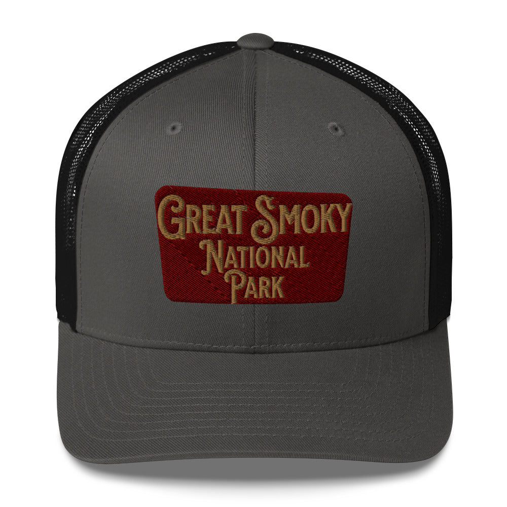 Great Smoky Mountains National Park Embroidered Trucker Hat hat Park Service Apparel Charcoal/ Black