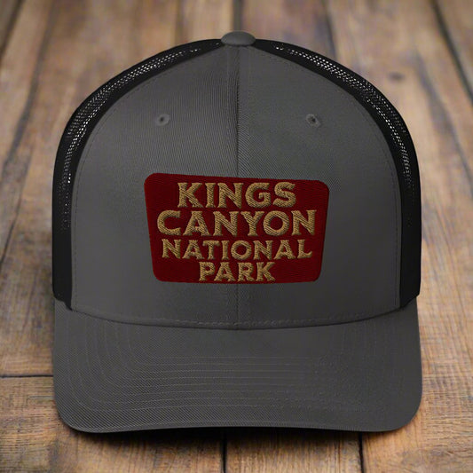 Kings Canyon National Park Embroidered Trucker Hat hat Park Service Apparel Charcoal/ Black