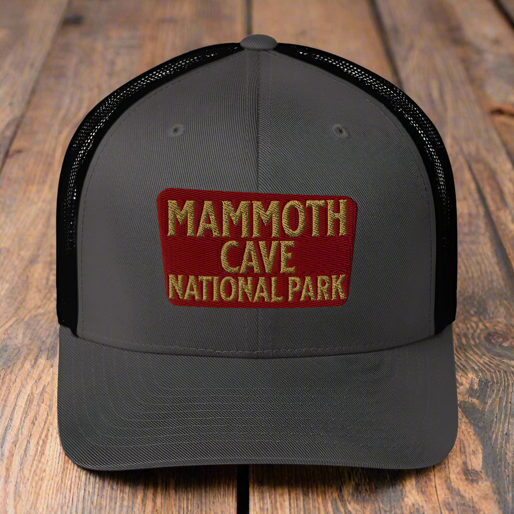 Mammoth Cave National Park Embroidered Trucker Hat hat Park Service Apparel Charcoal/ Black