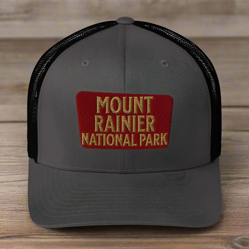 Mount Rainier National Park Embroidered Trucker Hat hat Park Service Apparel Charcoal/ Black