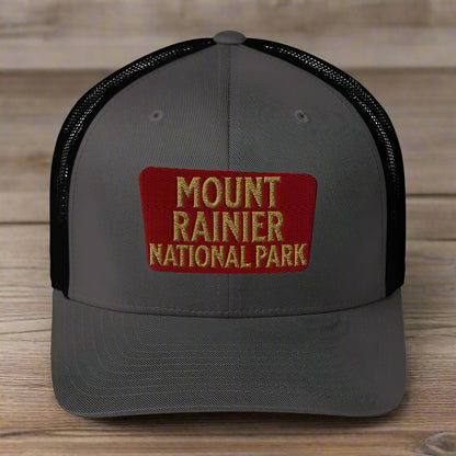 Mount Rainier National Park Embroidered Trucker Hat hat Park Service Apparel Charcoal/ Black