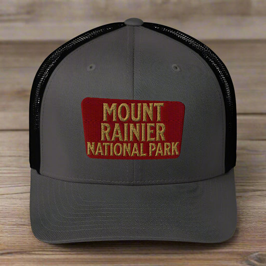 Mount Rainier National Park Embroidered Trucker Hat hat Park Service Apparel Charcoal/ Black