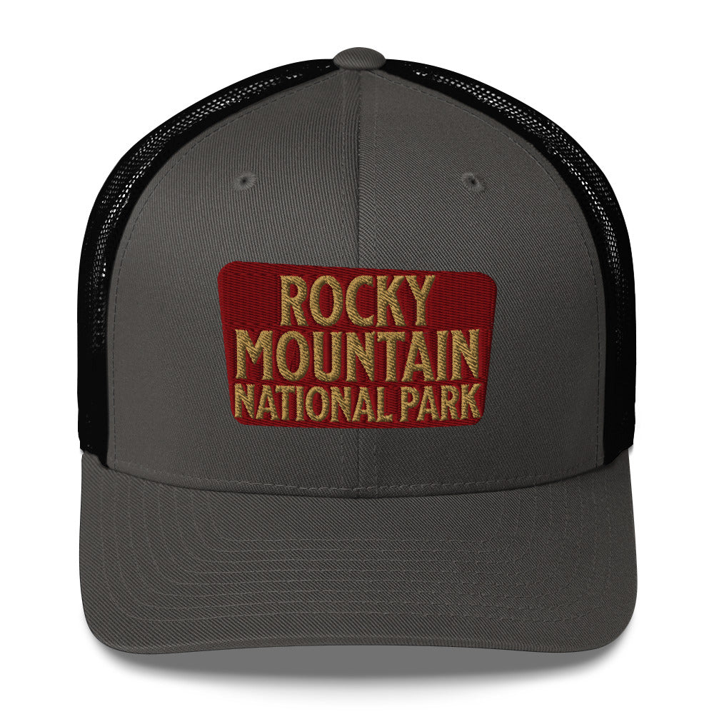 Rocky Mountain National Park Embroidered Trucker Hat hat Park Service Apparel Charcoal/ Black