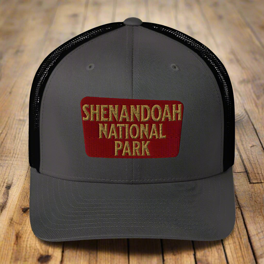 Shenandoah National Park Embroidered Trucker Hat hat Park Service Apparel Charcoal/ Black
