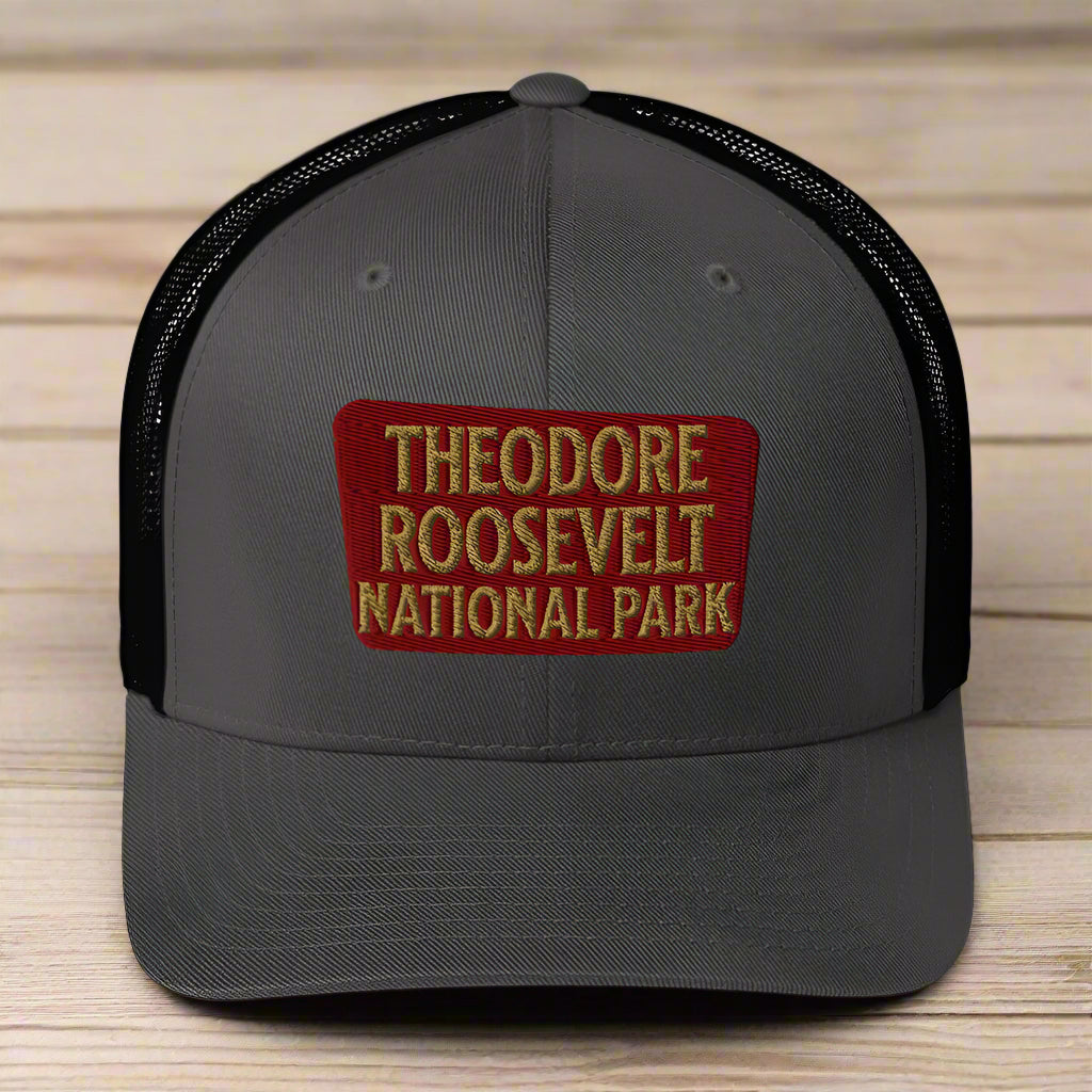 Theodore Roosevelt National Park Embroidered Trucker Hat hat Park Service Apparel Charcoal/ Black