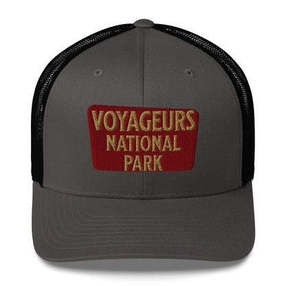Voyageurs National Park Embroidered Trucker Hat hat Park Service Apparel Charcoal/ Black