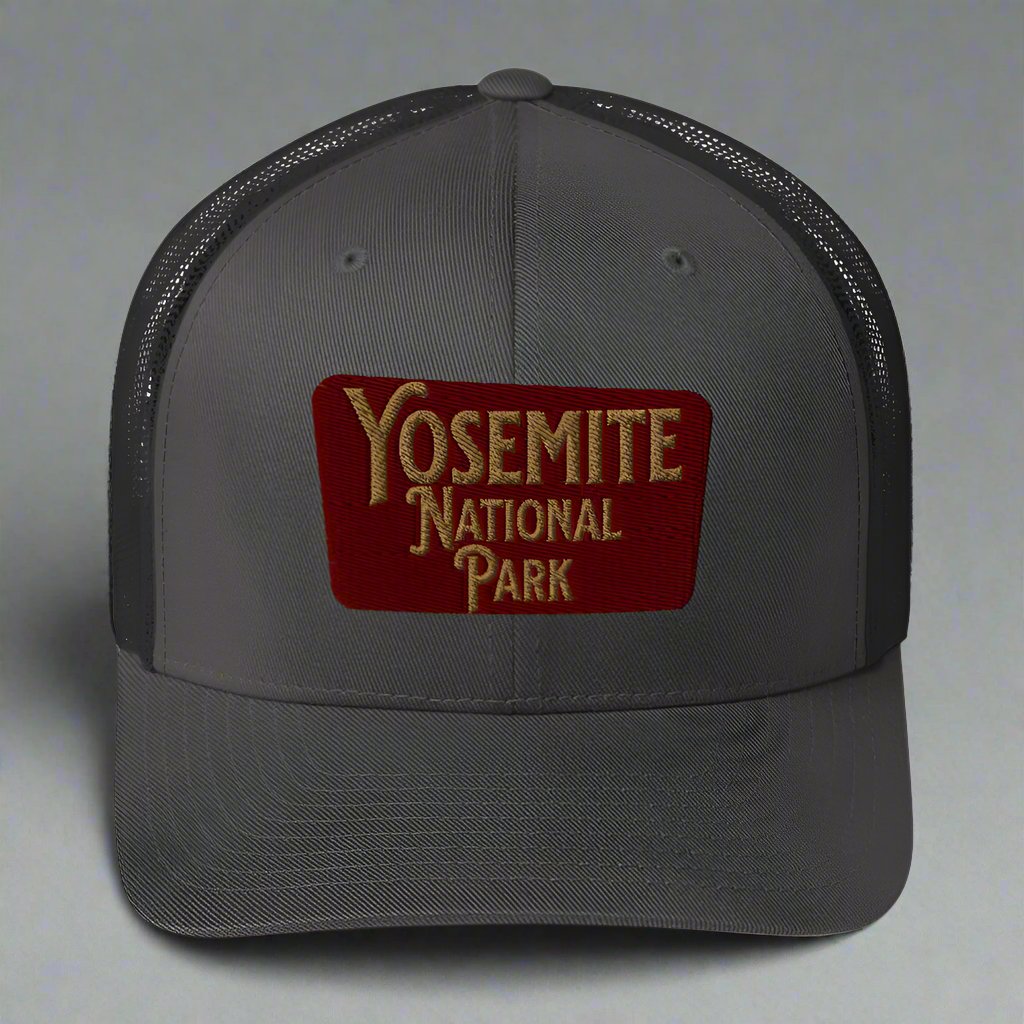 Yosemite Embroidered National Park Trucker Hat hat Park Service Apparel Charcoal