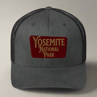 Yosemite Embroidered National Park Trucker Hat hat Park Service Apparel Dark Heather Gray