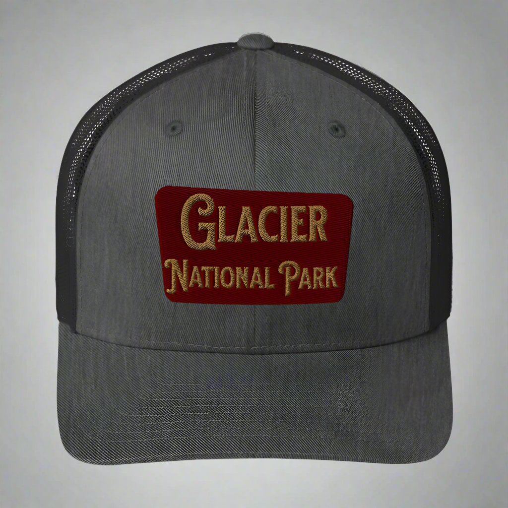 Glacier Embroidered National Park Trucker Hat Park Service Apparel Dark Heather Gray