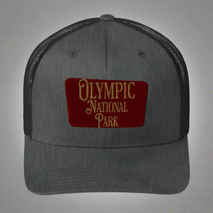 Olympic Embroidered National Park Trucker Hat hat Park Service Apparel Dark Heather Gray