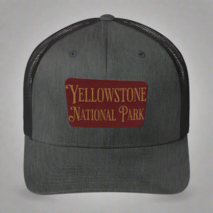 Embroidered Yellowstone National Park Trucker Cap hat Park Service Apparel Dark Heather Gray