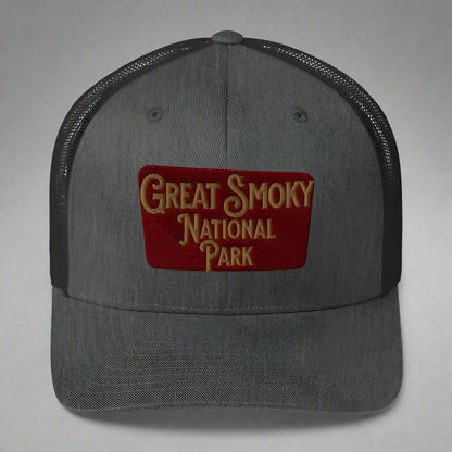 Great Smoky Mountains National Park Embroidered Trucker Hat hat Park Service Apparel Dark Heather Gray