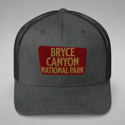 Bryce Canyon National Park Sign Embroidered Trucker Hat hat Park Service Apparel Dark Heather Gray