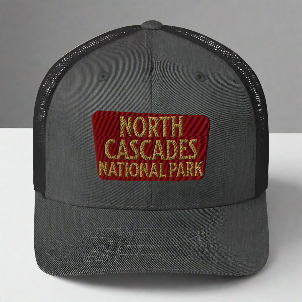 North Cascades National Park Embroidered Trucker Hat hat Park Service Apparel Dark Heather Gray