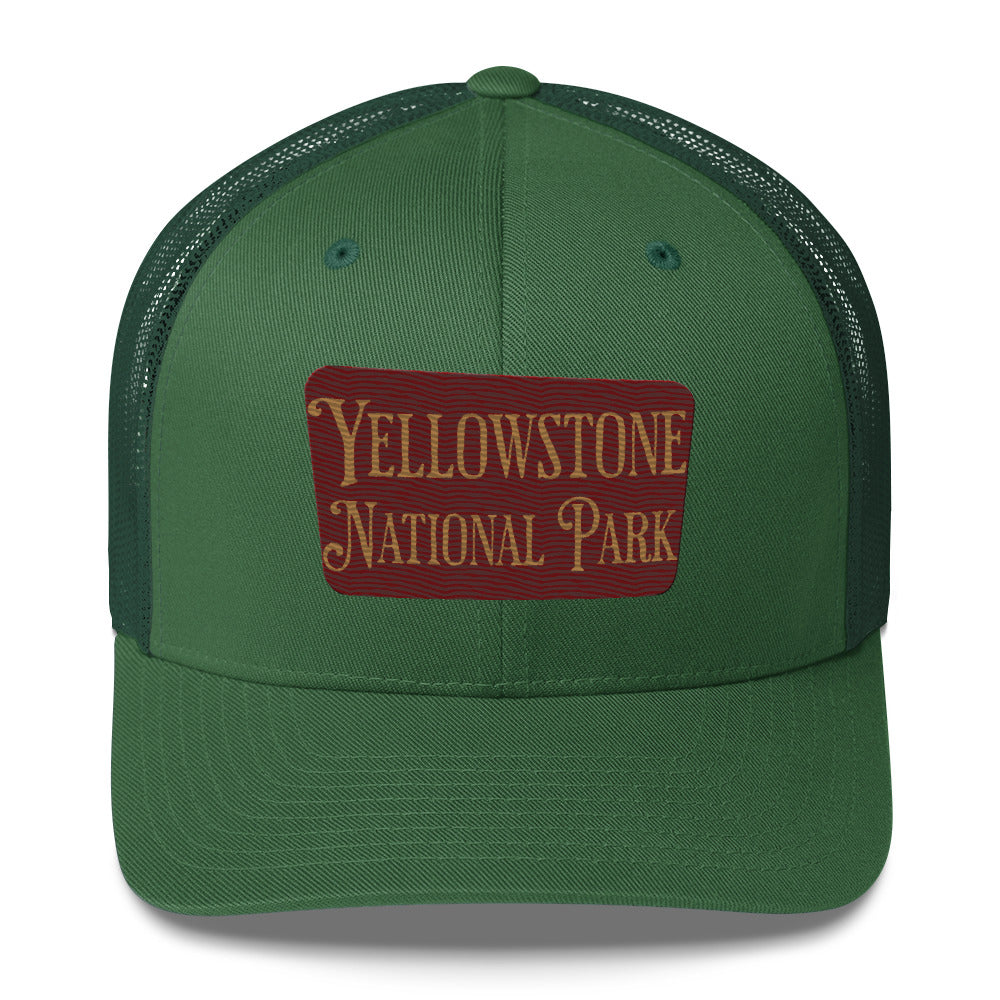 Embroidered Yellowstone National Park Trucker Cap hat Park Service Apparel Evergreen