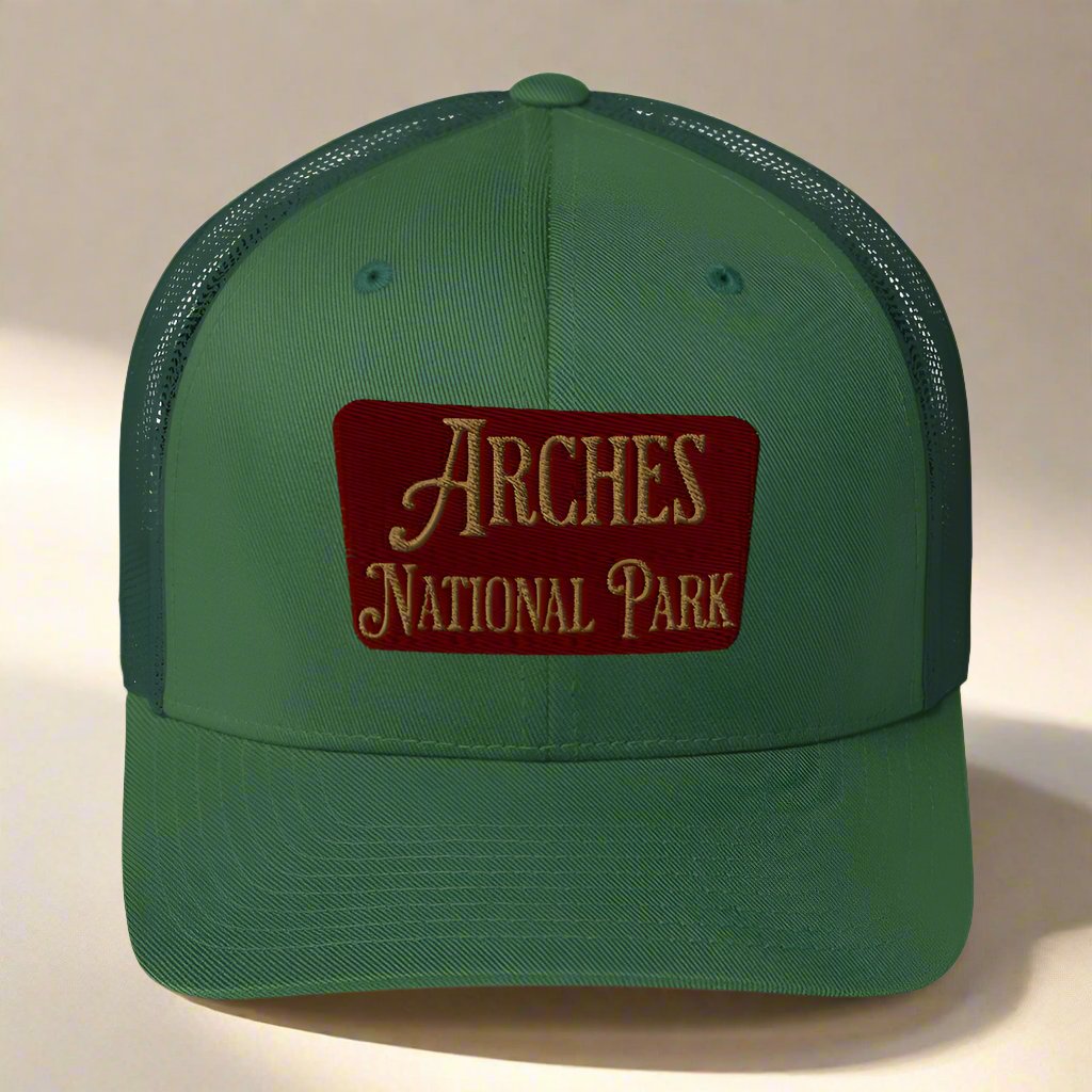 Arches Embroidered National Park Trucker Hat hat Park Service Apparel Evergreen