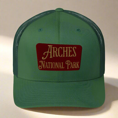 Arches Embroidered National Park Trucker Hat hat Park Service Apparel Evergreen