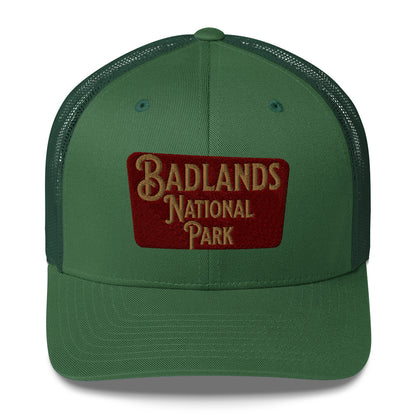 Badlands National Park Sign Embroidered Trucker Hat hat Park Service Apparel Evergreen