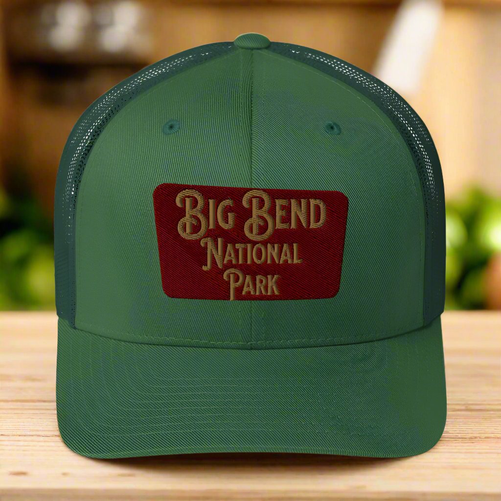 Big Bend Embroidered National Park Sign Trucker Hat hat Park Service Apparel Evergreen