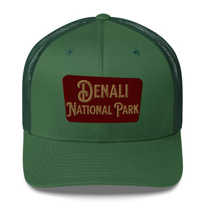 Denali National Park Sign Embroidered Trucker Hat hat Park Service Apparel Evergreen