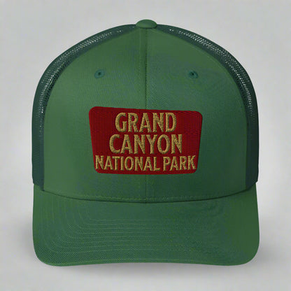 Grand Canyon National Park Sign Embroidered Trucker Hat hat Park Service Apparel Evergreen