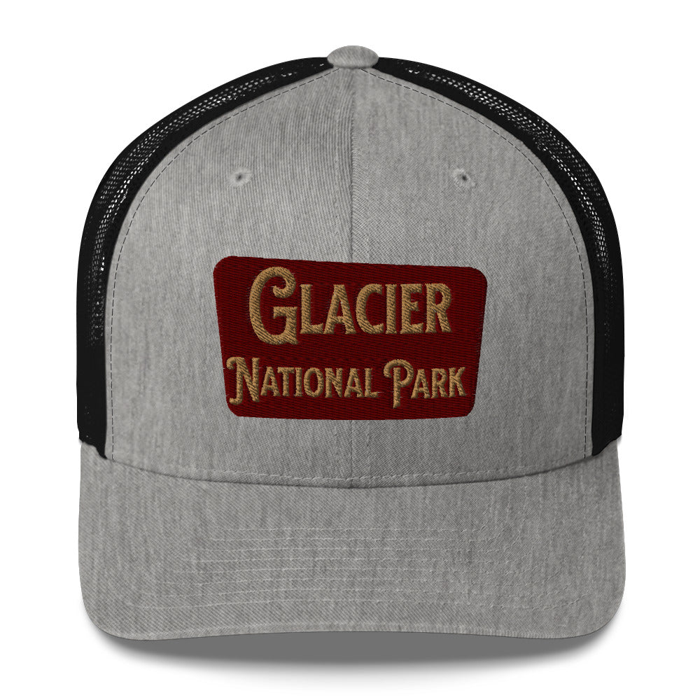 Glacier Embroidered National Park Trucker Hat Park Service Apparel Heather/ Black
