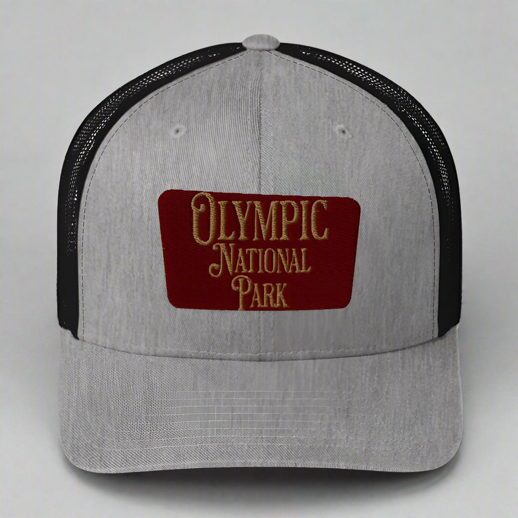 Olympic Embroidered National Park Trucker Hat hat Park Service Apparel Heather/ Black