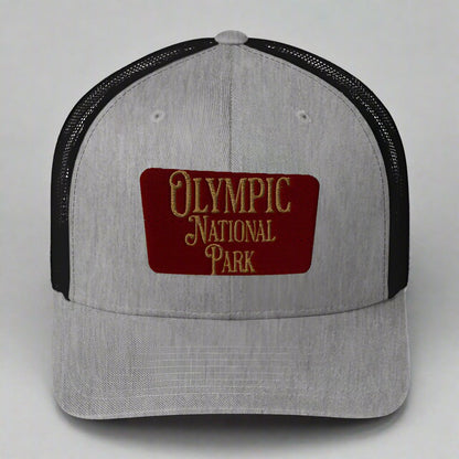Olympic Embroidered National Park Trucker Hat hat Park Service Apparel Heather/ Black
