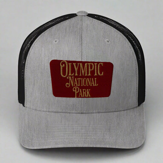 Olympic Embroidered National Park Trucker Hat hat Park Service Apparel Heather/ Black
