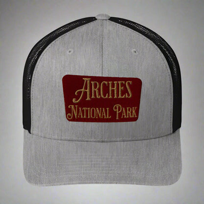 Arches Embroidered National Park Trucker Hat hat Park Service Apparel Heather/ Black