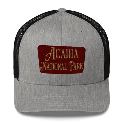 Acadia National Park Embroidered Trucker Hat hat Park Service Apparel Heather/ Black