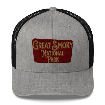 Great Smoky Mountains National Park Embroidered Trucker Hat hat Park Service Apparel Heather/ Black