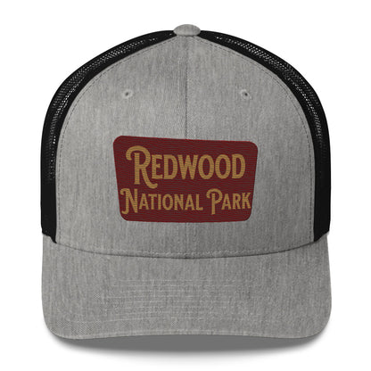 Redwood Embroidered National Park Trucker Hat hat Park Service Apparel Heather/ Black