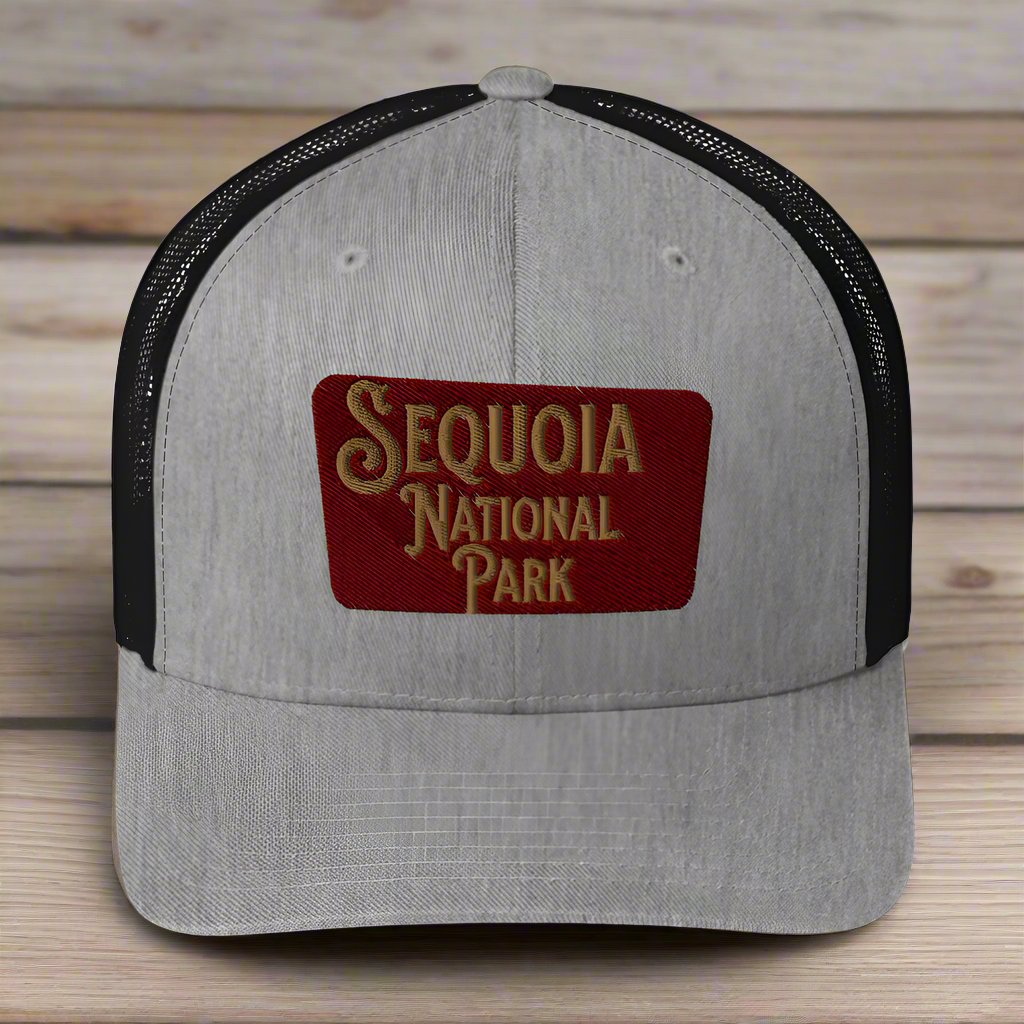 Sequoia Embroidered National Park Trucker Hat hat Park Service Apparel Heather/ Black