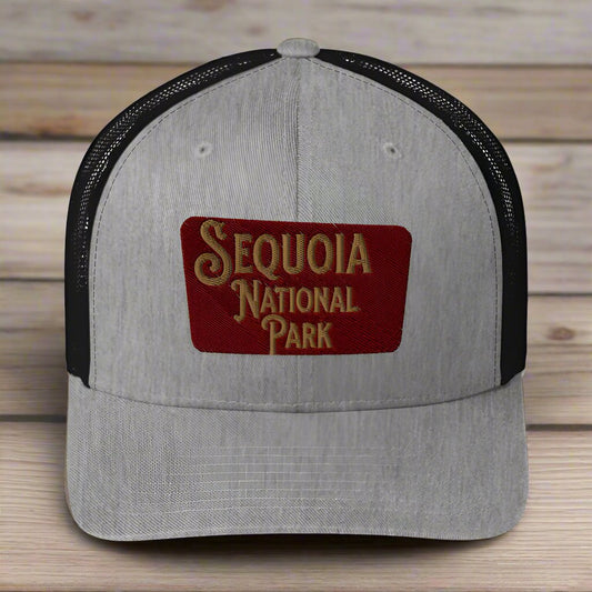 Sequoia Embroidered National Park Trucker Hat hat Park Service Apparel Heather/ Black