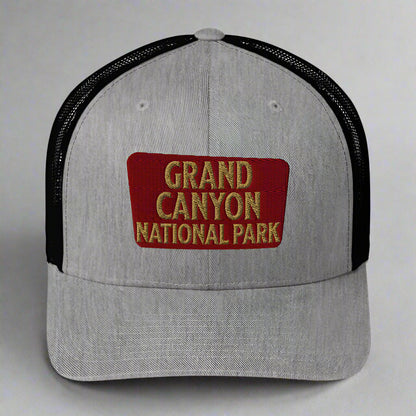 Grand Canyon National Park Sign Embroidered Trucker Hat hat Park Service Apparel Heather/ Black