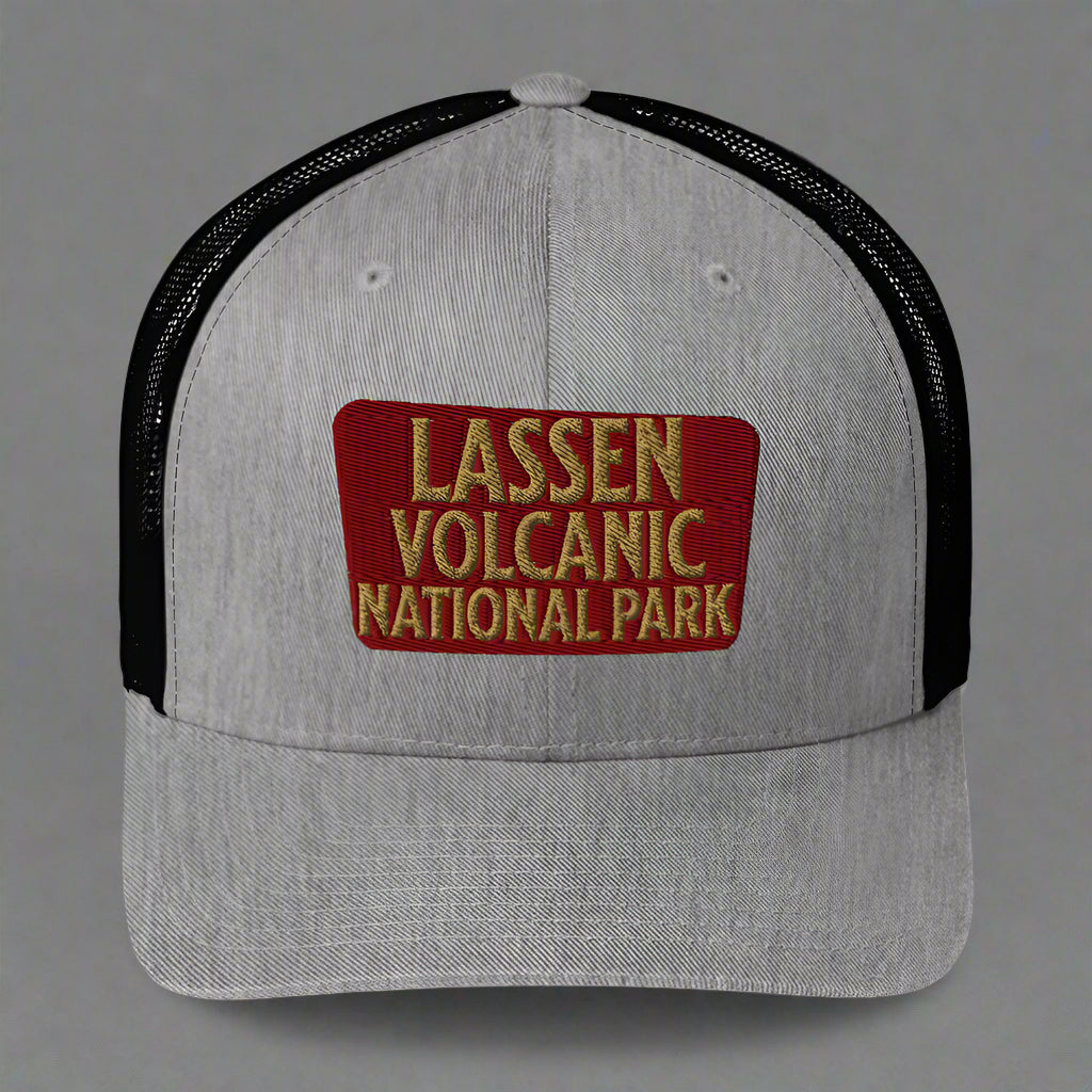 Lassen Volcanic National Park Embroidered Trucker Hat hat Park Service Apparel Heather/ Black