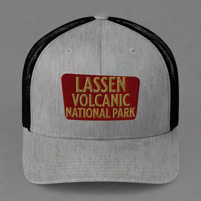 Lassen Volcanic National Park Embroidered Trucker Hat hat Park Service Apparel Heather/ Black