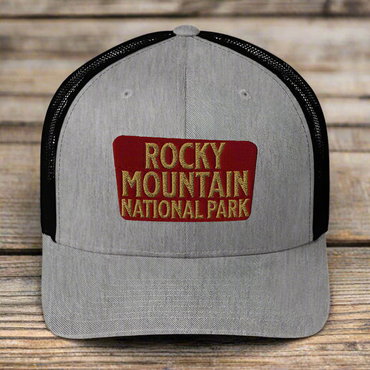 Rocky Mountain National Park Embroidered Trucker Hat hat Park Service Apparel Heather/ Black