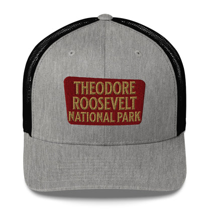 Theodore Roosevelt National Park Embroidered Trucker Hat hat Park Service Apparel Heather/ Black