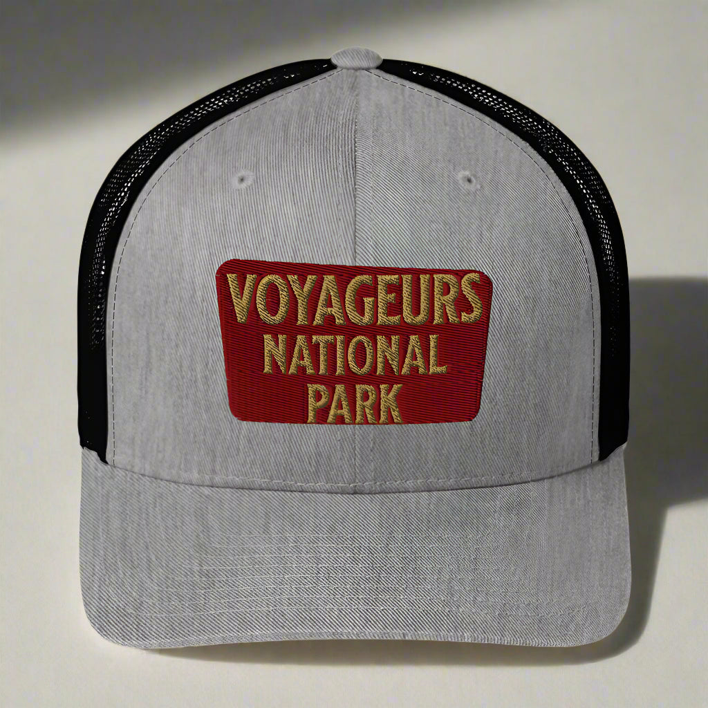 Voyageurs National Park Embroidered Trucker Hat hat Park Service Apparel Heather/ Black