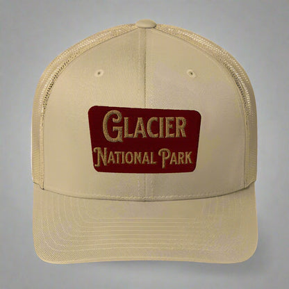 Glacier Embroidered National Park Trucker Hat Park Service Apparel Khaki