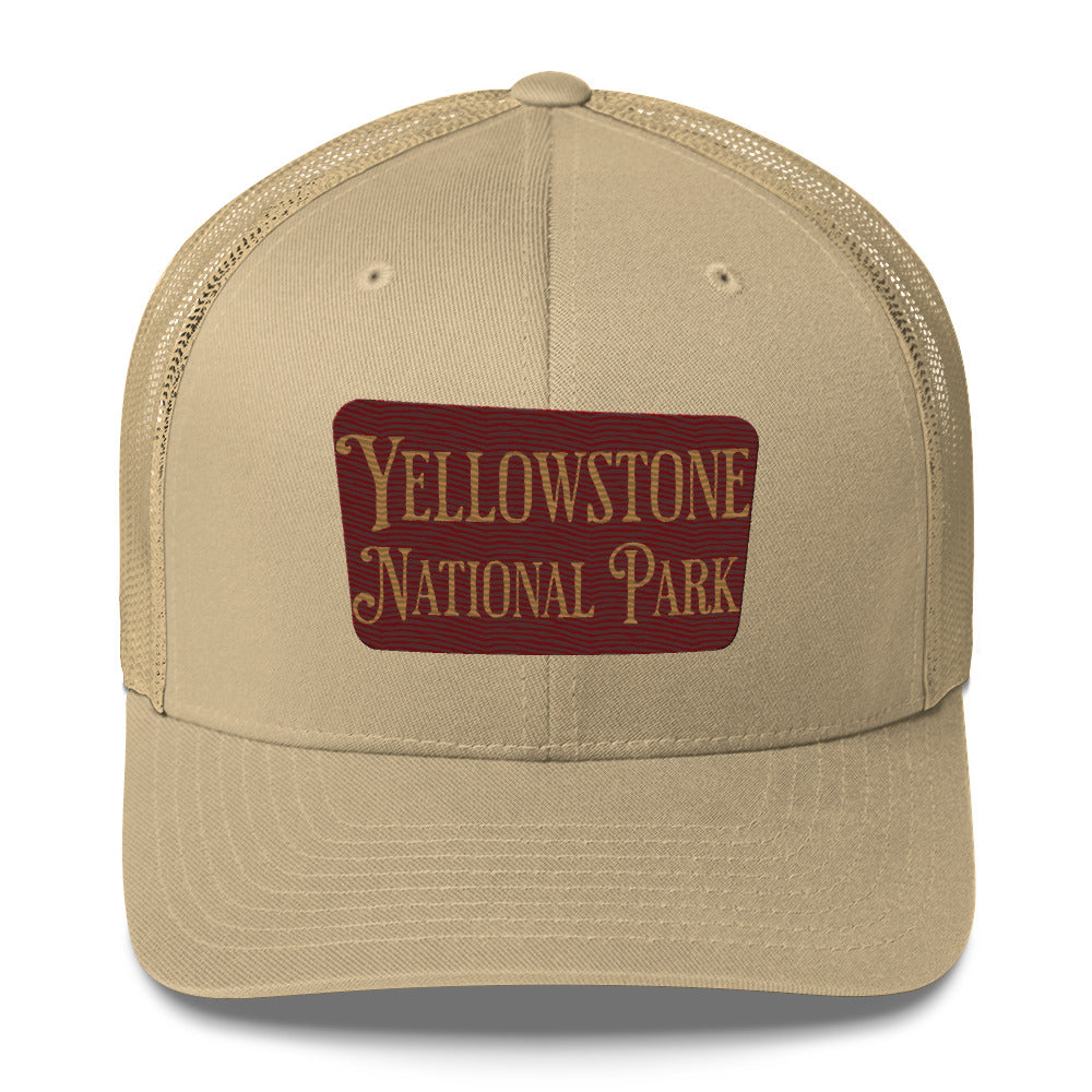 Embroidered Yellowstone National Park Trucker Cap hat Park Service Apparel Khaki