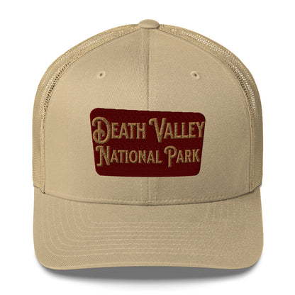 Death Valley National Park Sign Embroidered Trucker Cap hat Park Service Apparel Khaki