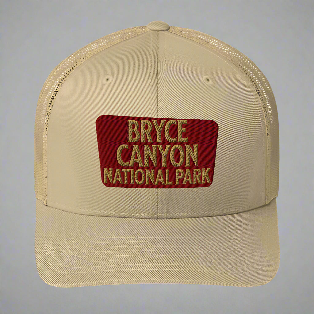 Bryce Canyon National Park Sign Embroidered Trucker Hat hat Park Service Apparel Khaki