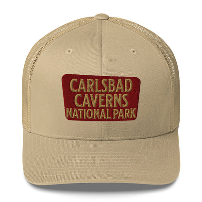 Carlsbad Caverns National Park Sign Embroidered Trucker Hat hat Park Service Apparel Khaki