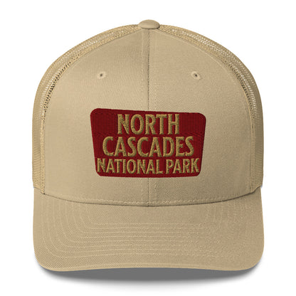 North Cascades National Park Embroidered Trucker Hat hat Park Service Apparel Khaki